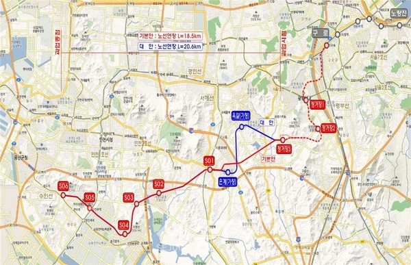 제2경인선 변경 노선도(안).사진제공=부천시청