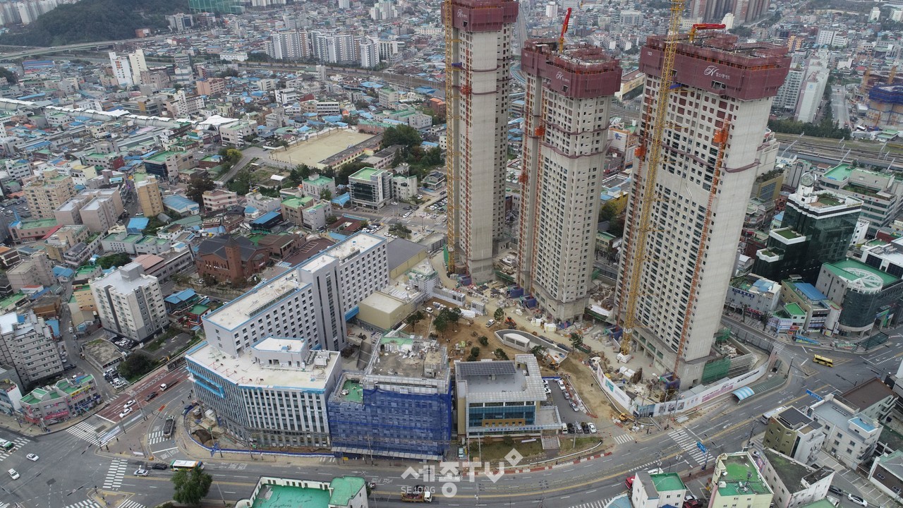 천안시 동남구청사부지 도시재생사업 항공사진.(사진제공=천안시청)