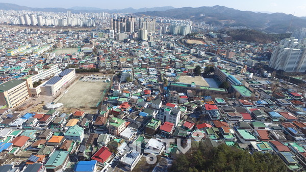 드론으로 촬영한 도마2동 전경.(사진제공=서구청)
