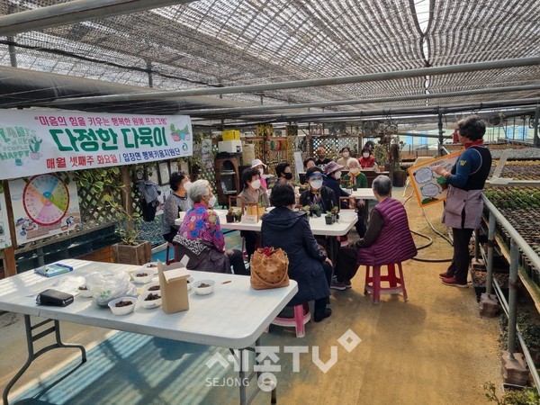 천안시 입장면행복키움지원단이 지난 20일 마음을 치유하는 힐링프로그램 ‘다정한 다육이’ 사업을 실시했다.(사진=천안시)