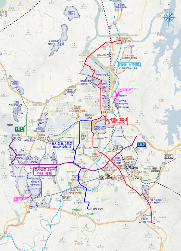 대전시_도시철도망__3․4․5호선_포함_63.43km_노선_공개