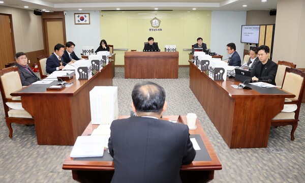 충남도의회 기획경제위원회가 10일 기획조정실에 대한 행정사무감사를 실시하고 있다./사진제공=충남도의회