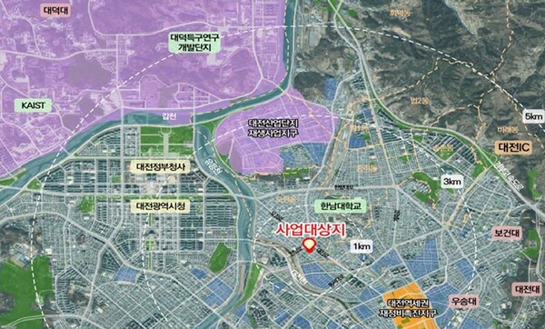 대덕구 오정동 ‘도시재생 국가시범지구’ 위치도/사진제공=대전시청