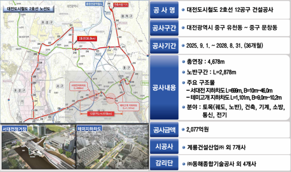 대전 도시철도 2호선 12공구 사업 개요/사진제공=대전시청